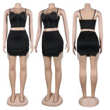 Hot Drill Sling Tassel Skirt 2 Piece Set  NY-2663