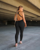 Solid Color Sling Backless Sport Jumpsuit MZ-2779