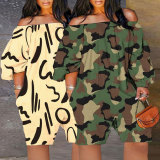 Plus Size Sexy Print Long Sleeve Loose Romper NY-2713