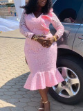 Plus Size Lace Party Fishtail Dress CZ8248