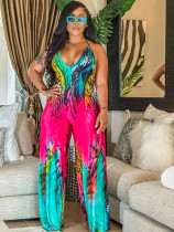 Print Sleeveless Loose Sling Jumpsuit LSL-6514