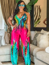 Print Sleeveless Loose Sling Jumpsuit LSL-6514