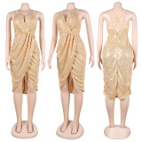 Plus Size Sexy Sequined Split Nightclub Dress NY-2667
