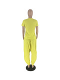 Solid Color Short Sleeve Loose Pant Two Piece Set ZDF-31280