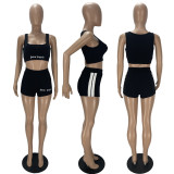 Fashion Sports Print Top Shorts Two Piece Set XYF-9303