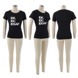 Plus Size Letter Print O Neck T Shirts SFY-2311