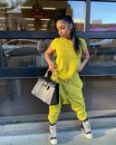 Solid Color Short Sleeve Loose Pant Two Piece Set ZDF-31280