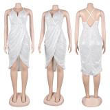 Plus Size Sexy Sequined Split Nightclub Dress NY-2667