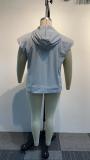 Plus Size Solid Color Hooded Loose Sweatshirt NY-10451