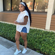 Plus Size Solid Color Hooded Loose Sweatshirt NY-10451