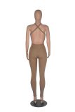 Solid Color Sling Backless Sport Jumpsuit MZ-2779