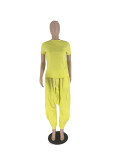 Solid Color Short Sleeve Loose Pant Two Piece Set ZDF-31280