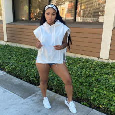 Plus Size Solid Color Hooded Loose Sweatshirt NY-10451