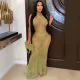 Casual Sexy Sleeveless Knitted Perspective Maxi Dress MDF-5366