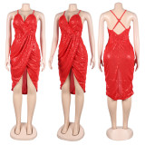 Plus Size Sexy Sequined Split Nightclub Dress NY-2667