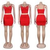 Hot Drill Sling Tassel Skirt 2 Piece Set  NY-2663