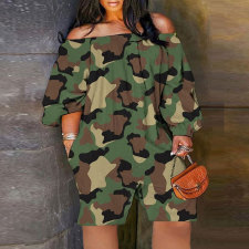 Plus Size Sexy Print Long Sleeve Loose Romper NY-2713