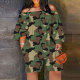 Plus Size Sexy Print Long Sleeve Loose Romper NY-2713