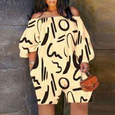 Plus Size Sexy Print Long Sleeve Loose Romper NY-2713