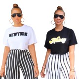 Casual Letter Print T-Shirts Top OLYF-6119