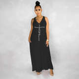 Plus Size Hot Diamond Print Jumpsuit BDF-7050