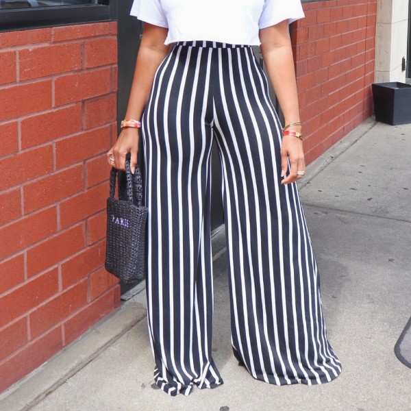 Striped Loose Straight Leg Pants OLYF-6118