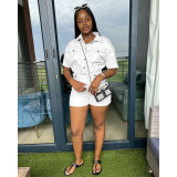 Short Sleeve Solid Slim Romper DDF-88202