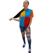 Casual Colourful Short Sleeve T-shirt GLF-08099