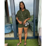 Short Sleeve Solid Slim Romper DDF-88202