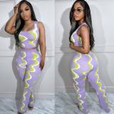 Fashion Print Sleeveless Top Pants Two Piece Set ORY-5248