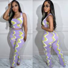 Fashion Print Sleeveless Top Pants Two Piece Set ORY-5248