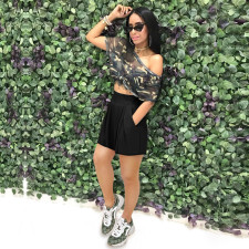 Plus Size Casual High-waisted Solid Color Short SH-390503