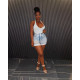 Print V Neck Backless Mini Dress FOSF-8354
