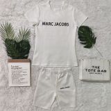Letter Print Short Sleeve Shorts Slim 2 Piece Set QKYF-71355