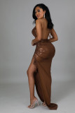 Sexy Halter Backless Pleated Irregular Dress YS-S858