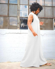 Plus Size Solid Color Wide Leg Jumpsuit WAF-77560