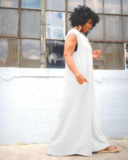 Plus Size Solid Color Wide Leg Jumpsuit WAF-77560