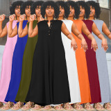 Plus Size Solid Color Wide Leg Jumpsuit WAF-77560