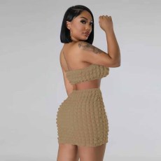 Sexy Solid Tube Tops And Skirts Two Piece Set YD-8712