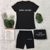 Letter Print Short Sleeve Shorts Slim 2 Piece Set QKYF-71355