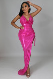 Sexy Halter Backless Pleated Irregular Dress YS-S858
