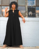 Plus Size Solid Color Wide Leg Jumpsuit WAF-77560