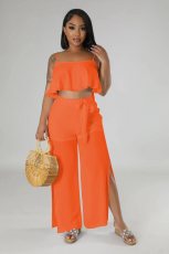 Casual Spell Chiffon Split Pants Two Piece Suit YD-8719
