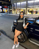 Solid Color Letter Print T Shirt GDNY-1054