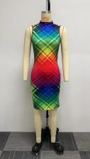 Plus Size Sexy Sleeveless Print Slim Midi Dress NY-10462