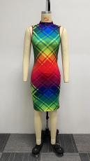 Plus Size Sexy Sleeveless Print Slim Midi Dress NY-10462