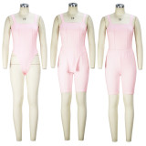 Sexy Sling Solid Bodysuit And Shorts 2 Piece Set XHSY-19568