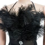 Solid Color Feather Wrap Chest Sleeveless Mini Dress BY-6278