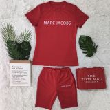 Letter Print Short Sleeve Shorts Slim 2 Piece Set QKYF-71355
