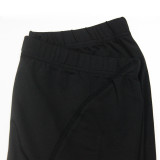 Solid Color Short Sleeve Pants Tight Two Piece Set XHSY-19567